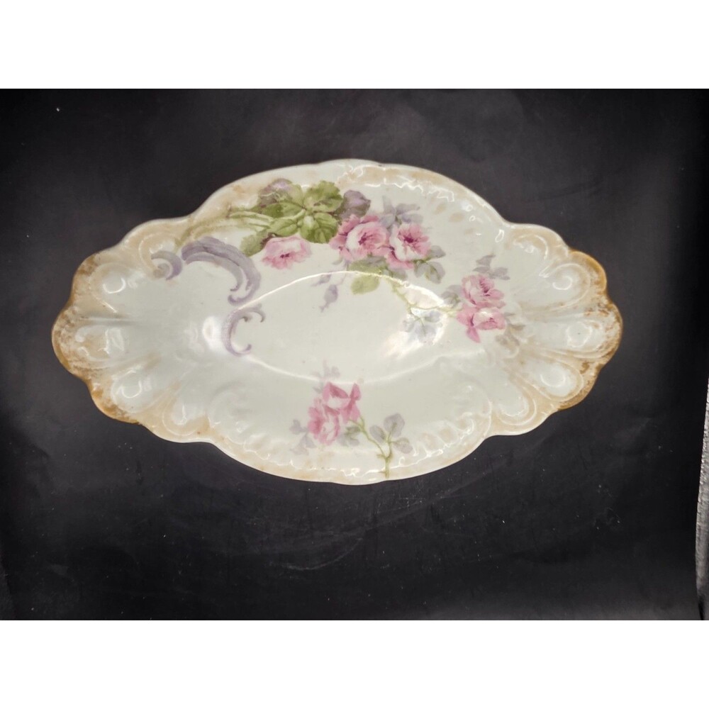 Antique Limoges France WG and Co Porcelain Hand Painted Asparagus Plate Bowl